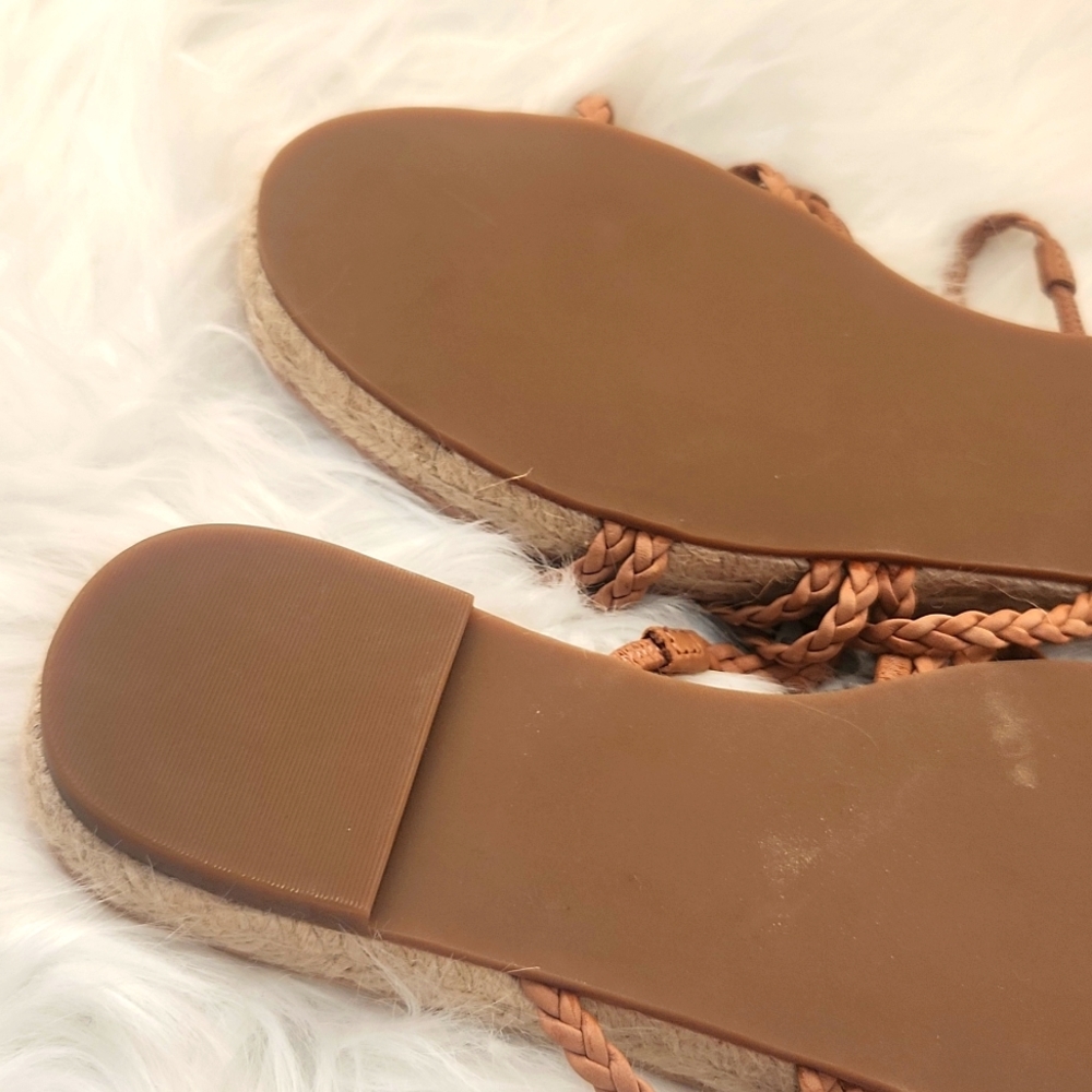 Madewell Women's Kathryn Espadrille Slide Sandal Braided Leather Tan Size 7.5 - Picture 6 of 8